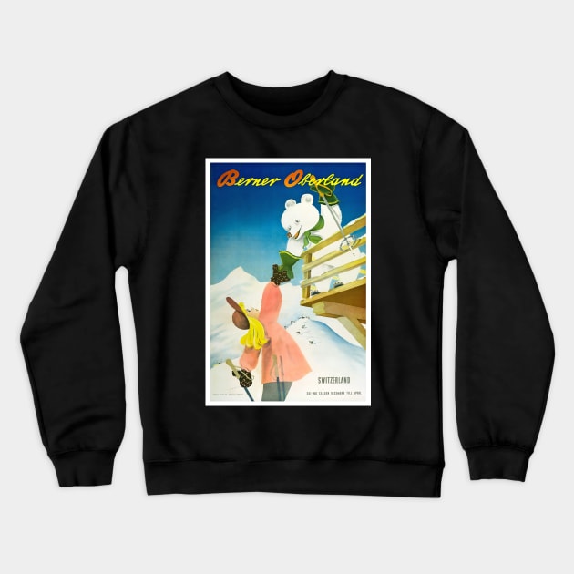 Berner Oberland,Switzerland,Ski Poster Crewneck Sweatshirt by BokeeLee